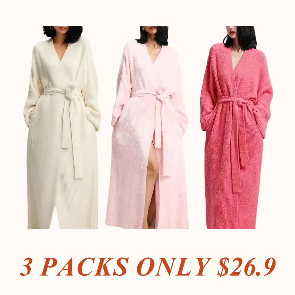Women's Double-Sided Fleece Robe|Thickened Long Plush Loungewear