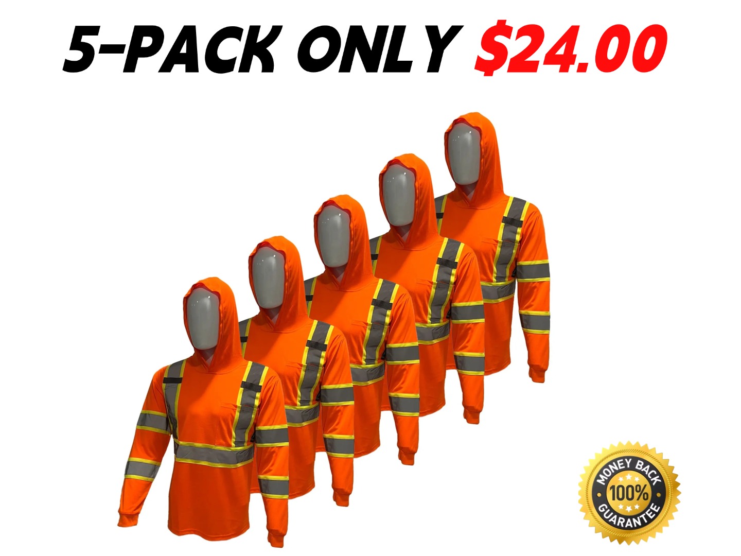 5-Pack High-Visibility Hooded Safety Shirts