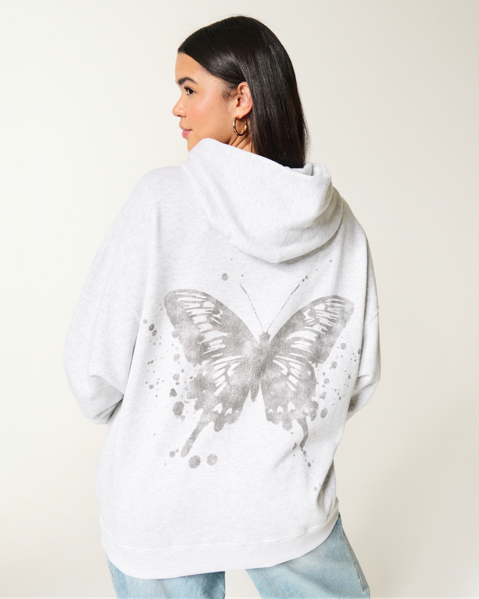 Hollister Feel Good Oversized Butterfly Graphic Hoodie