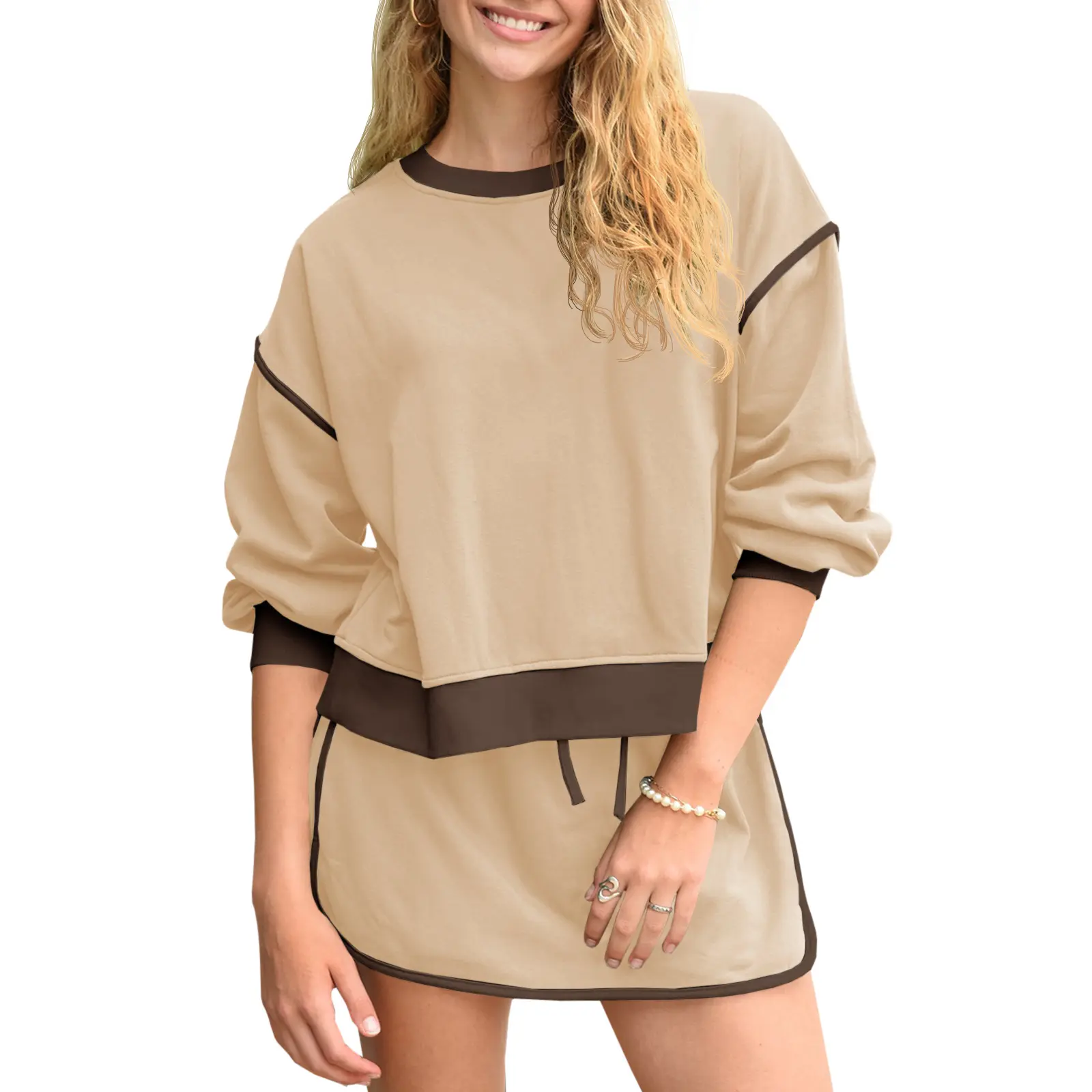 Women's Sweatshirt & Skort Sweatsuit Set