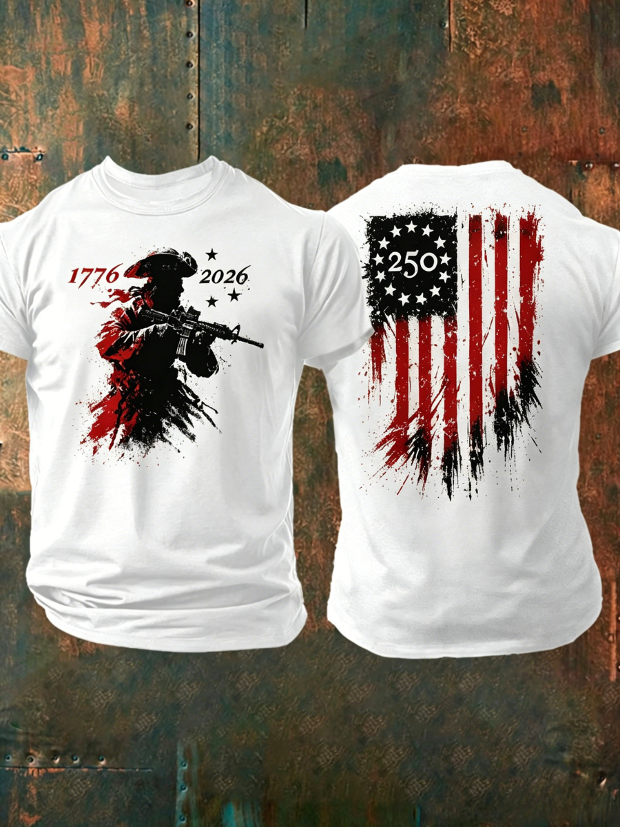 Men's Retro Patriotic Pattern Printed T-Shirt