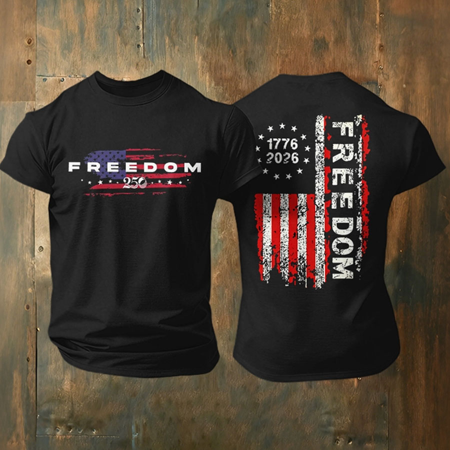 Men's American Flag Commemorative 250th Anniversary Classic Pattern Short Sleeve T-shirt