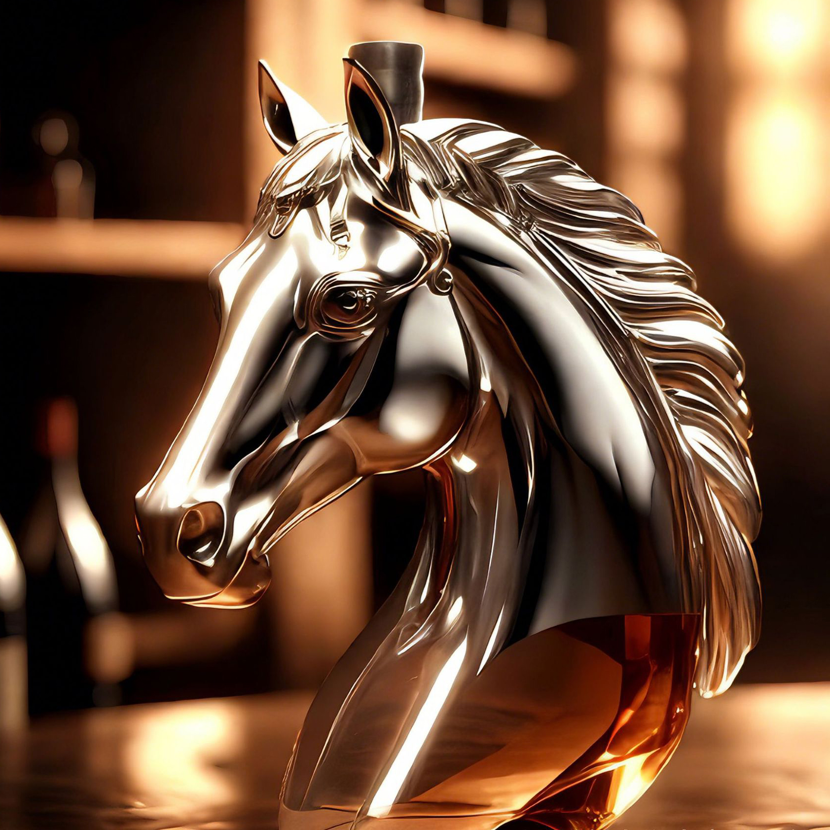 Handblown Horse Whiskey Bottle  Timeless Elegance Meets Craftsmanship