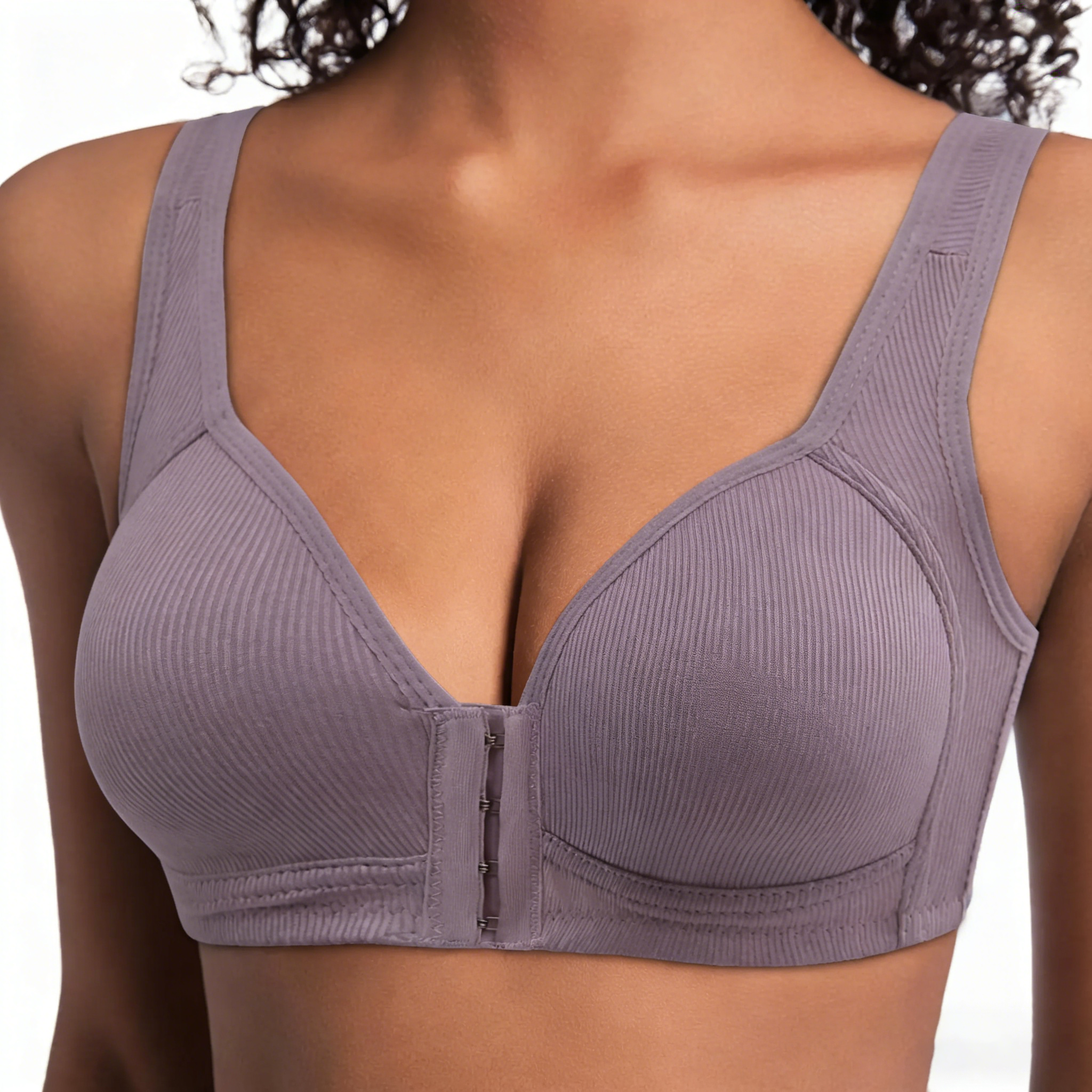 Women's Front Closure Cross Back Wireless Bra