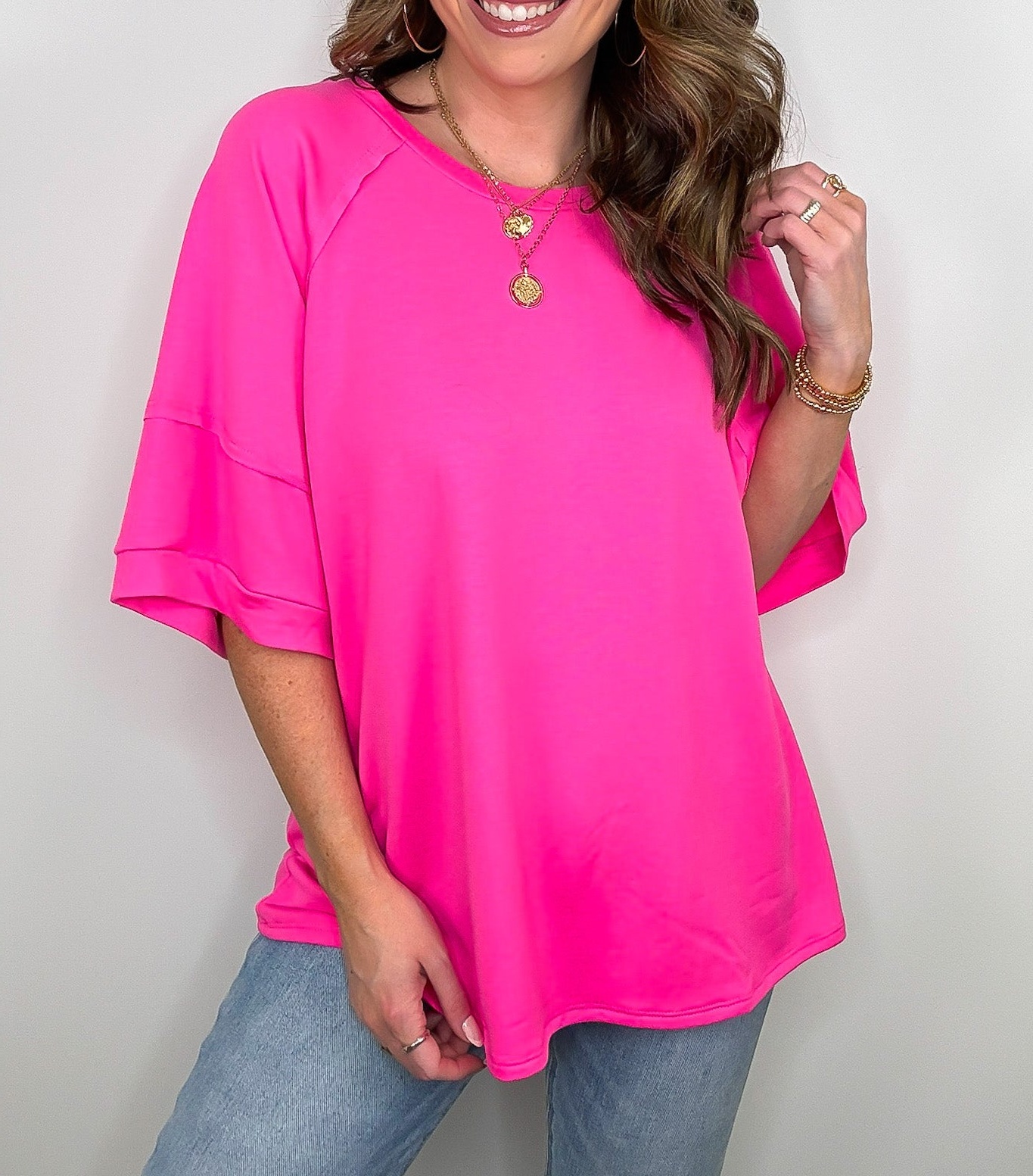 Chill Out Terry Knit Raw Edge Relaxed Top