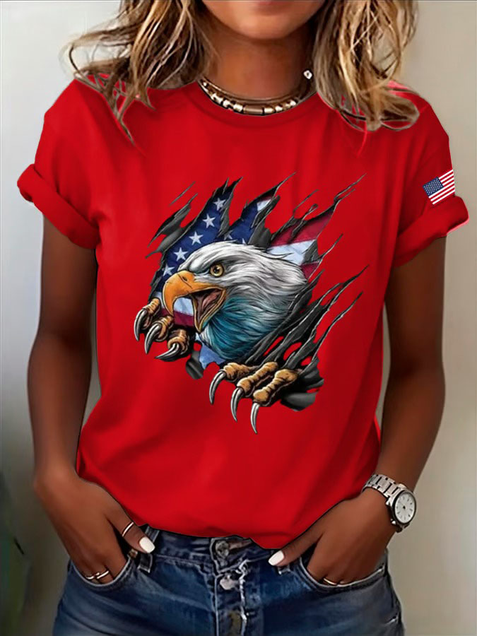 Women'S American Independence Day 250Th Anniversary Printed Round Neck Short Sleeve T-Shirt