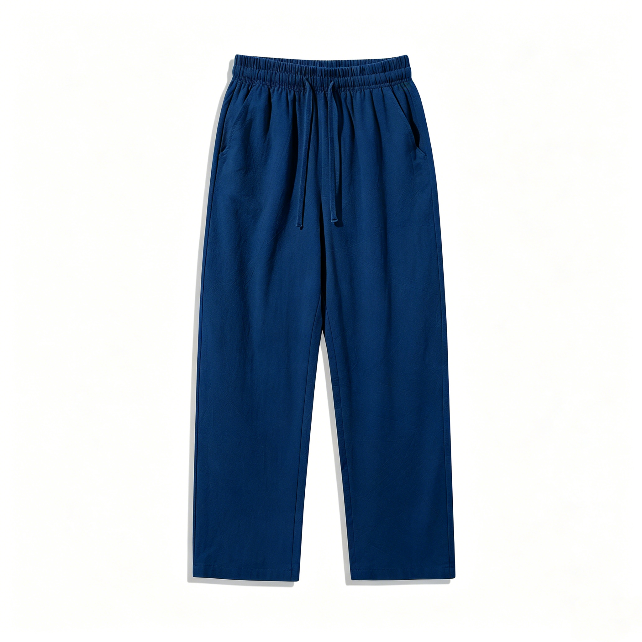 Unisex 100% Cotton Linen Wide Leg Pants – Elastic Drawstring Summer Trousers