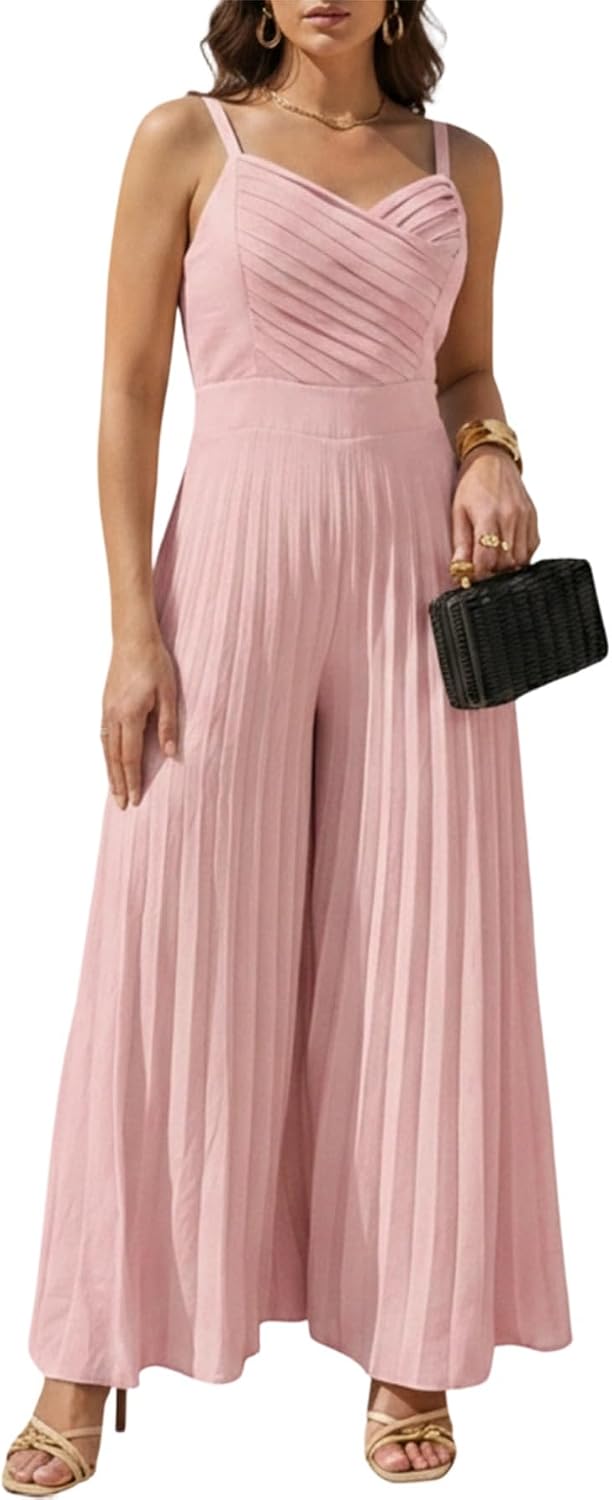 Flowy Pleated Wide-Leg Jumpsuit