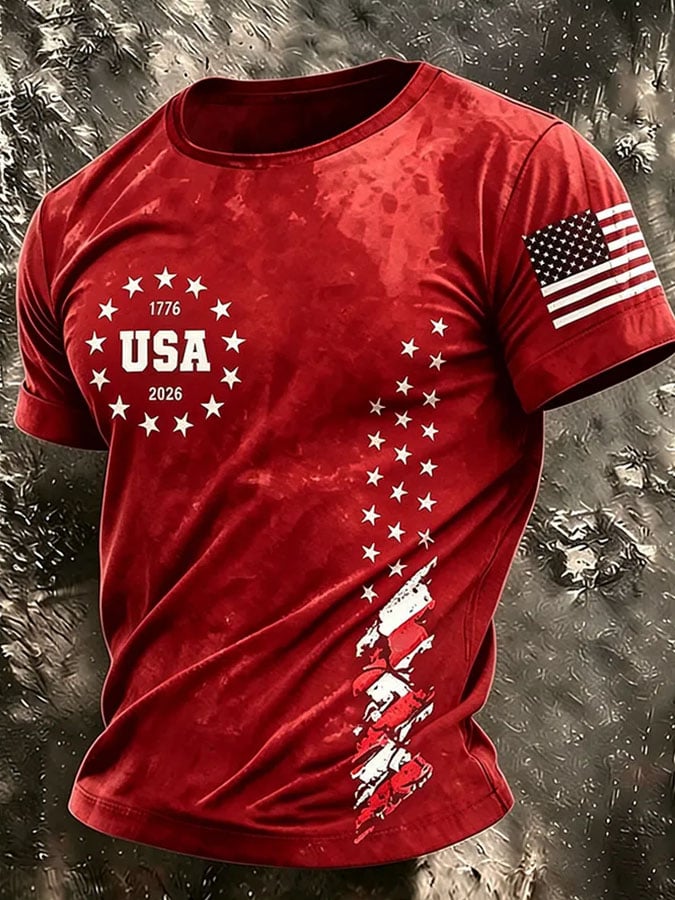 Men's Retro Print Short-Sleeve T-Shirt