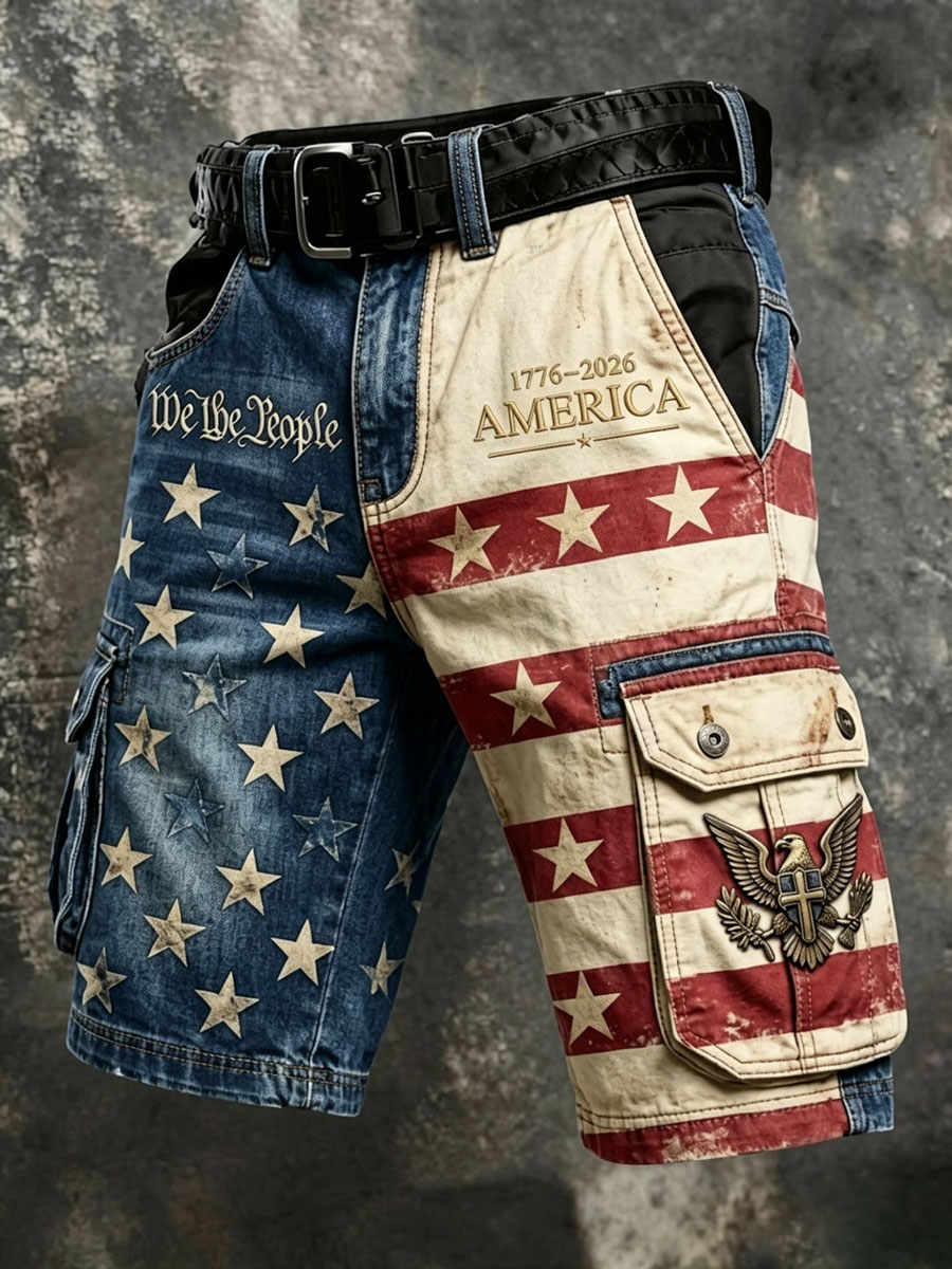 Men'S  Casual American 250Th Anniversary  Cargo Shorts