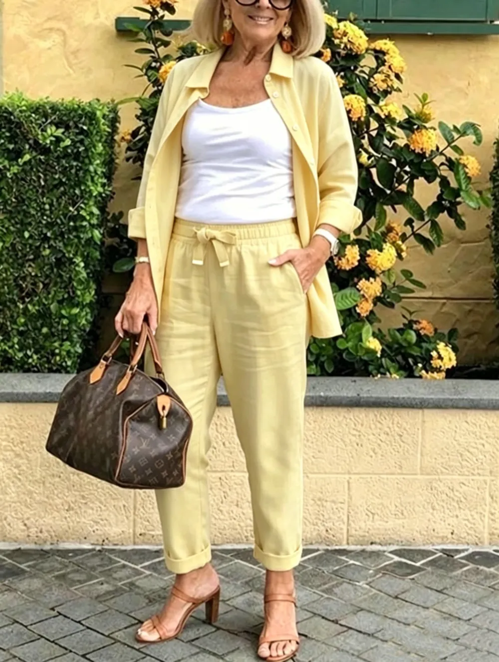 Solid Cotton Linen Women Suits  Casual