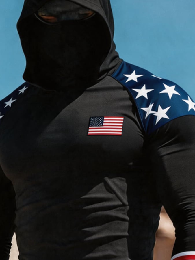 Men's Outdoor Sun Protection Breathable Cool Hooded Sun Protection Long-Sleeved Top