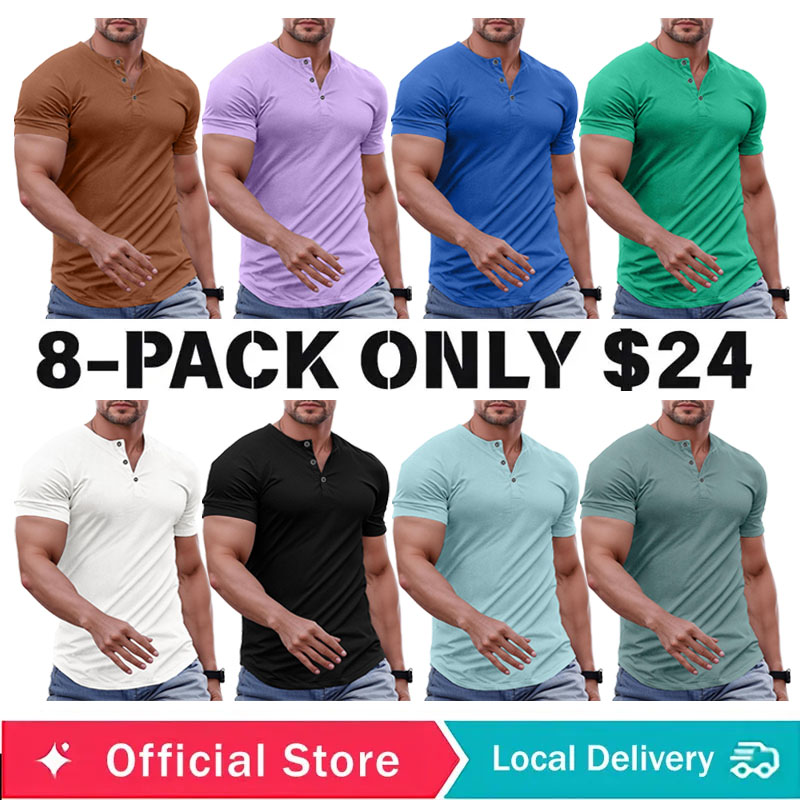 🔥2026 Flash Sale🔥Men's Muscle Slim Fit Button Henley Shirt