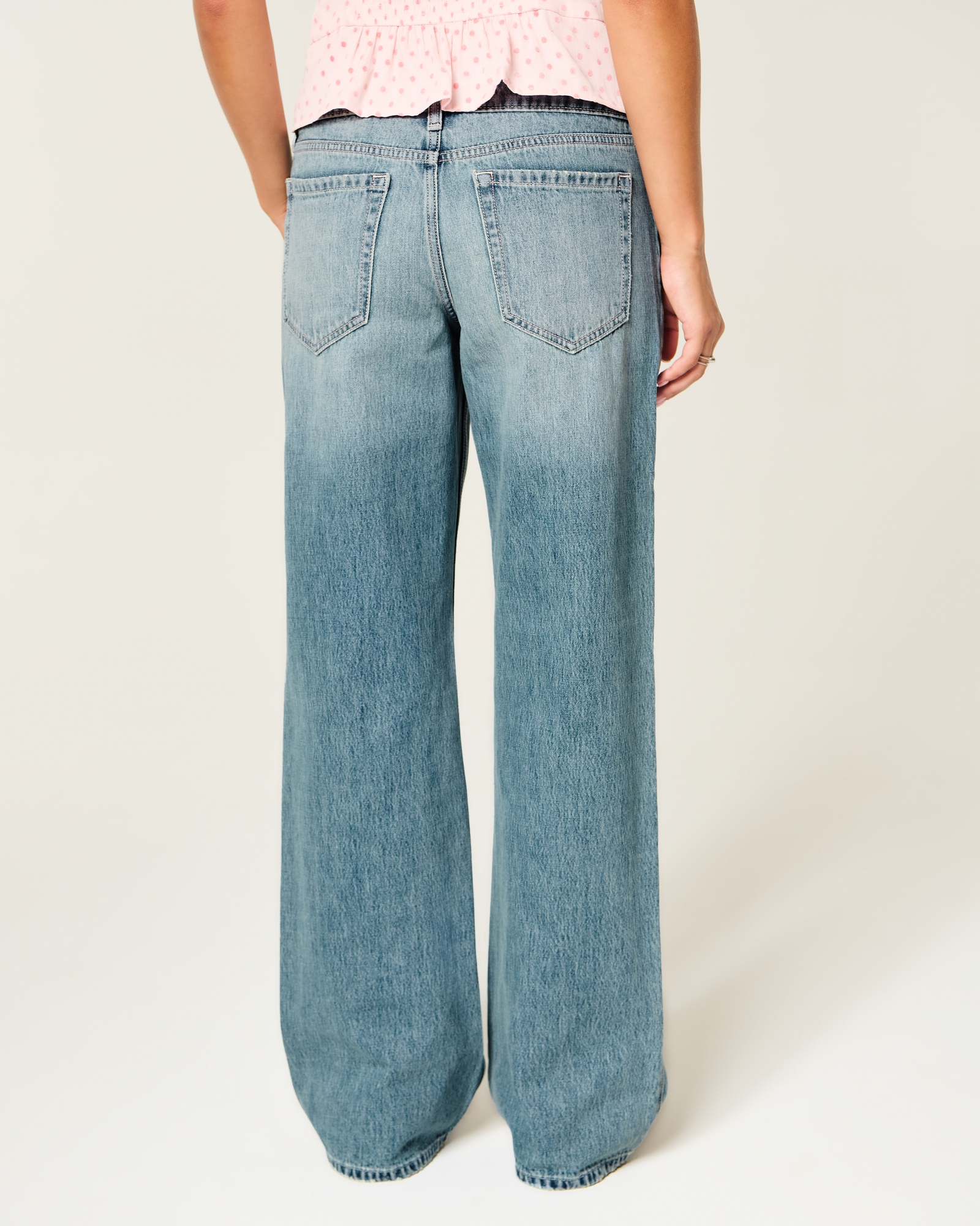 Low-Rise Dark Wash Baggy Jeans
