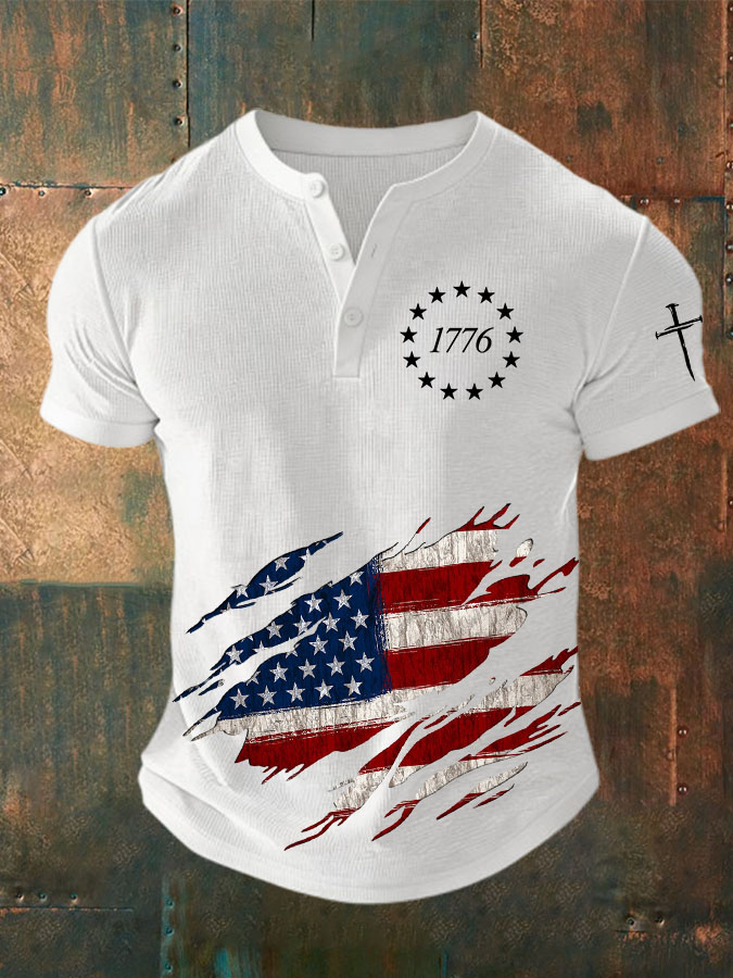 Women'S American Independence Day Printed Waffle Top
