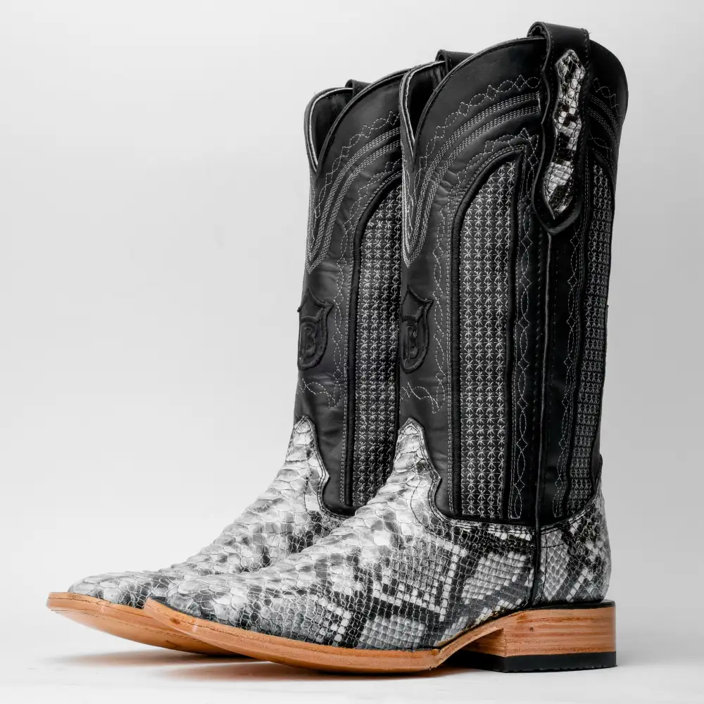 Natural Python Leather Boots - Square Toe