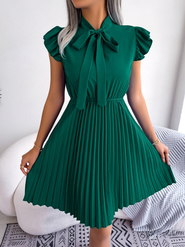 Temperament Lace-Up Waist Pleated Skirt