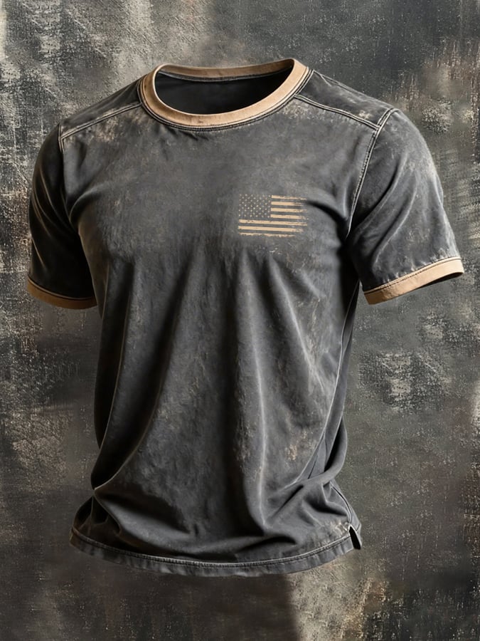 Men's Retro-Print, Color-Block 