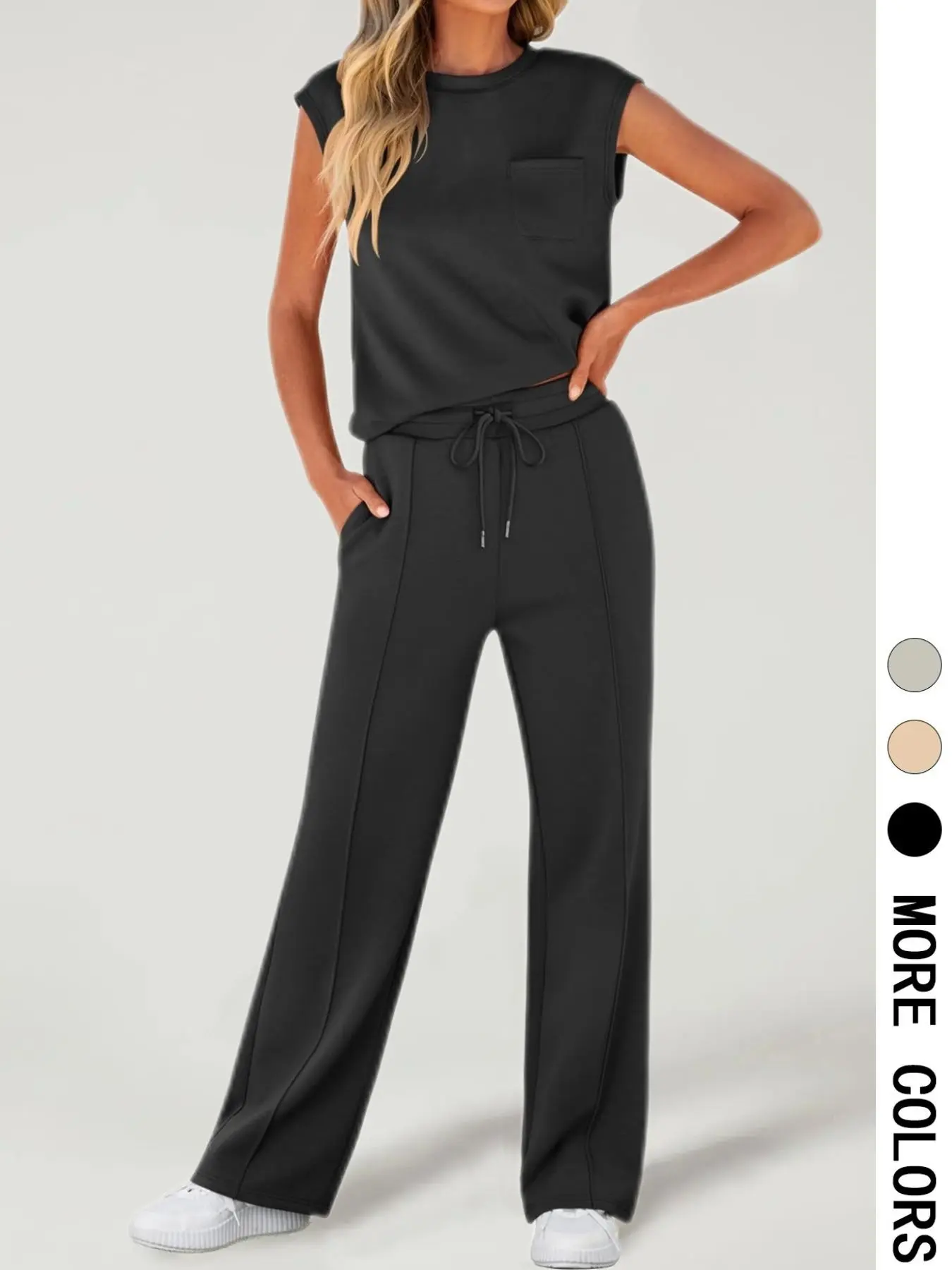⚡FINAL SALE⚡- Women's Solid-Color Slim-Fit Vest and Trousers Two-Piece Set