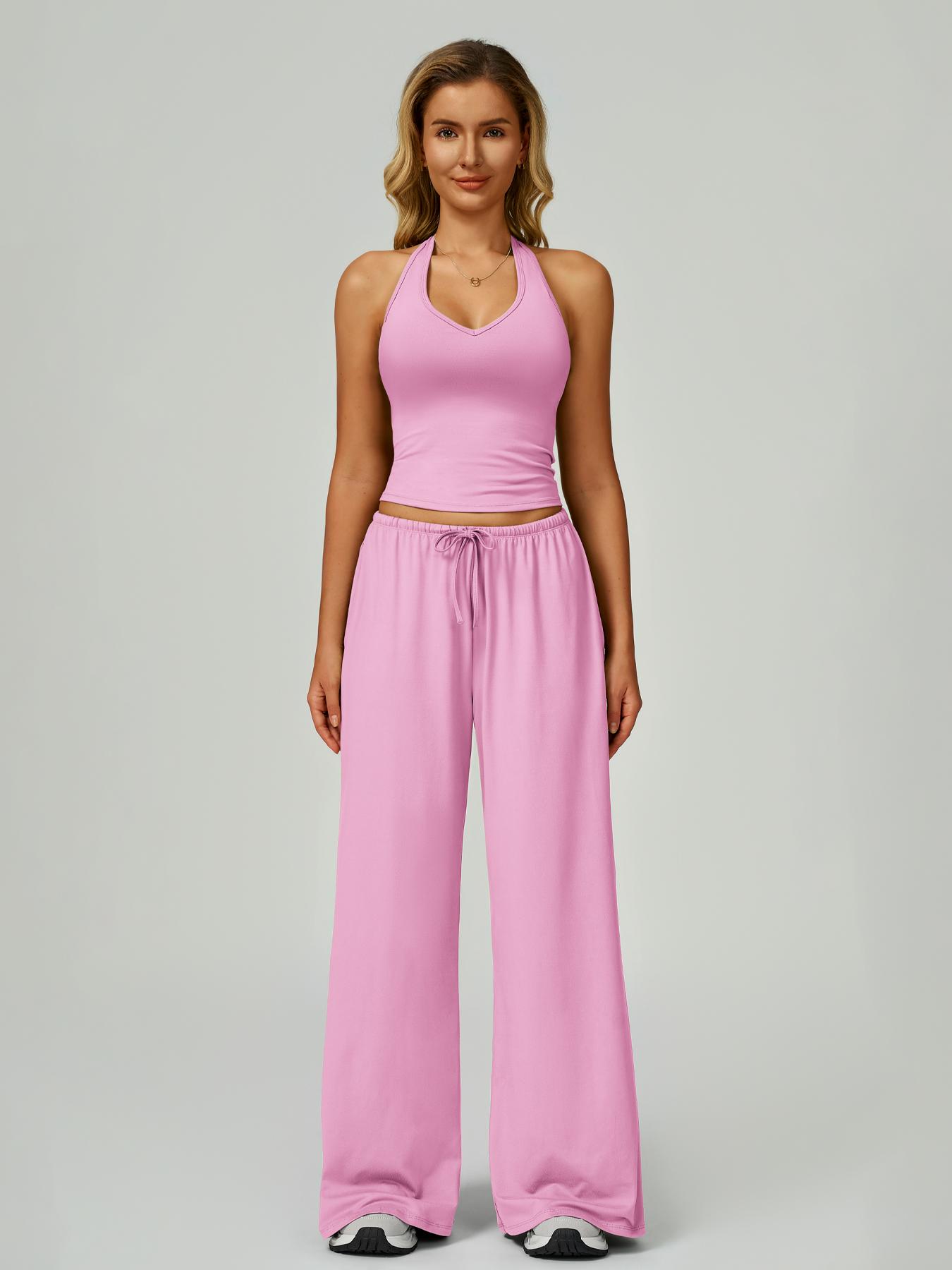 Women's Halter Top & Wide Leg Pants Sports Set
