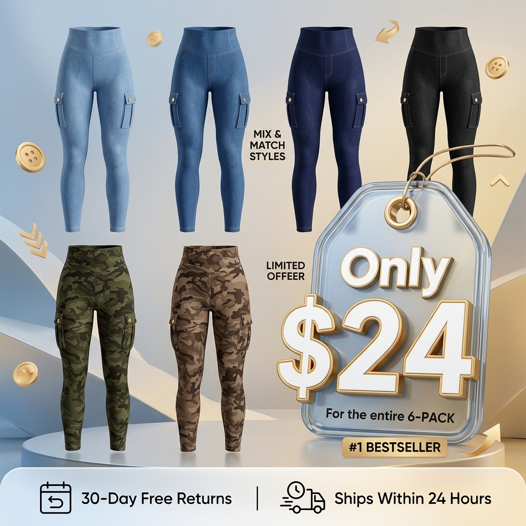 Women's Printed High-Waisted Leggings — Flap Pockets, Tummy Control & Shaping, Athletic Pants