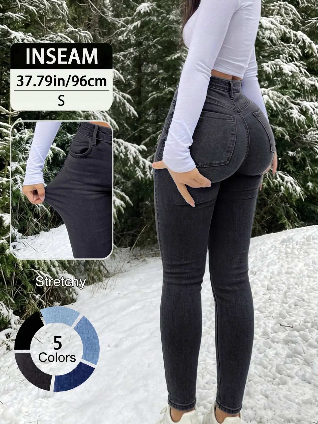 Elegant High Waist Long Skinny Denim Jeans for Women