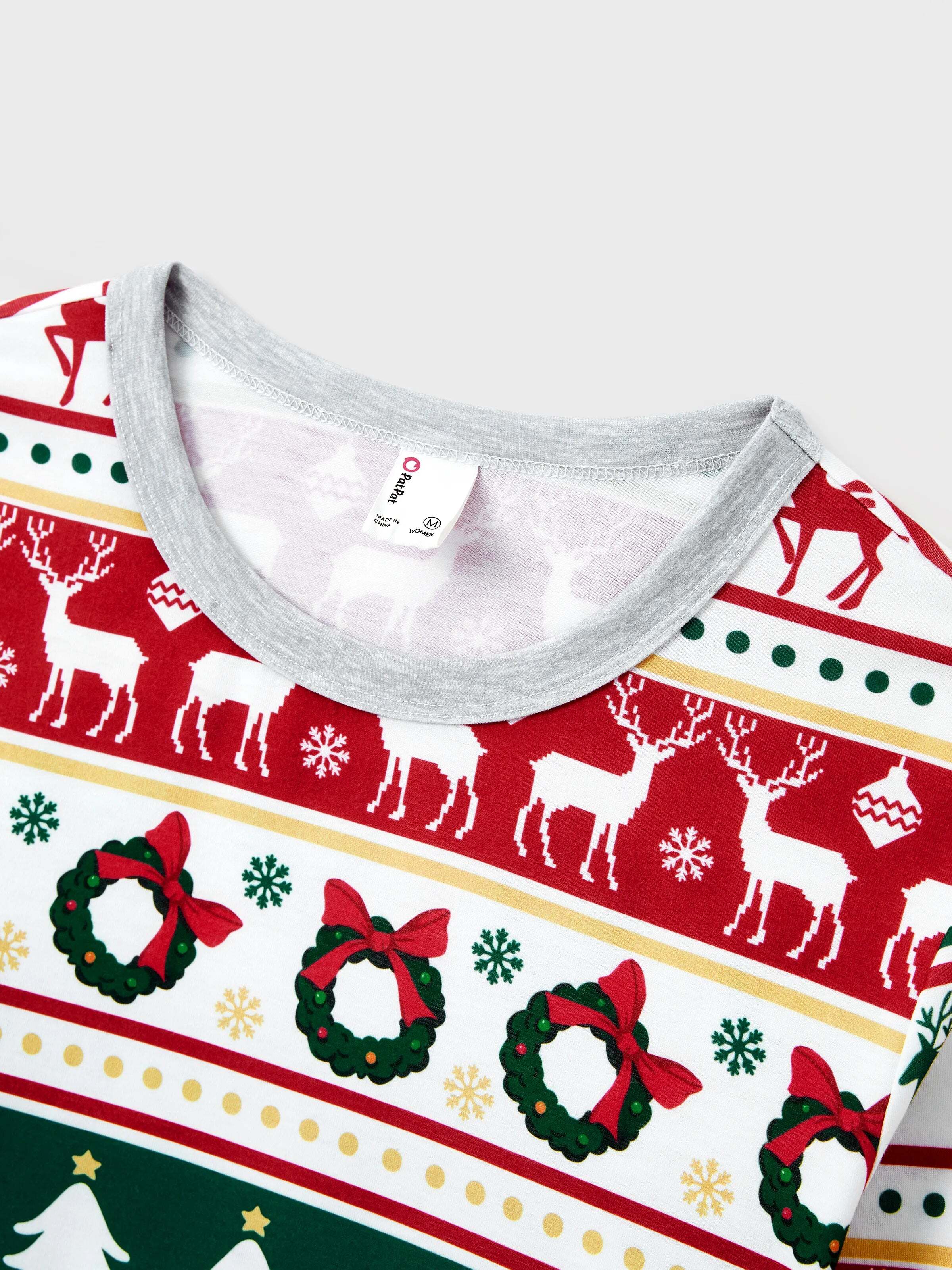 Christmas Pajamas Family Matching Allover Reindeer/Xmas Tree Pattern PJs Sets with Christmas Socks ColorBlock