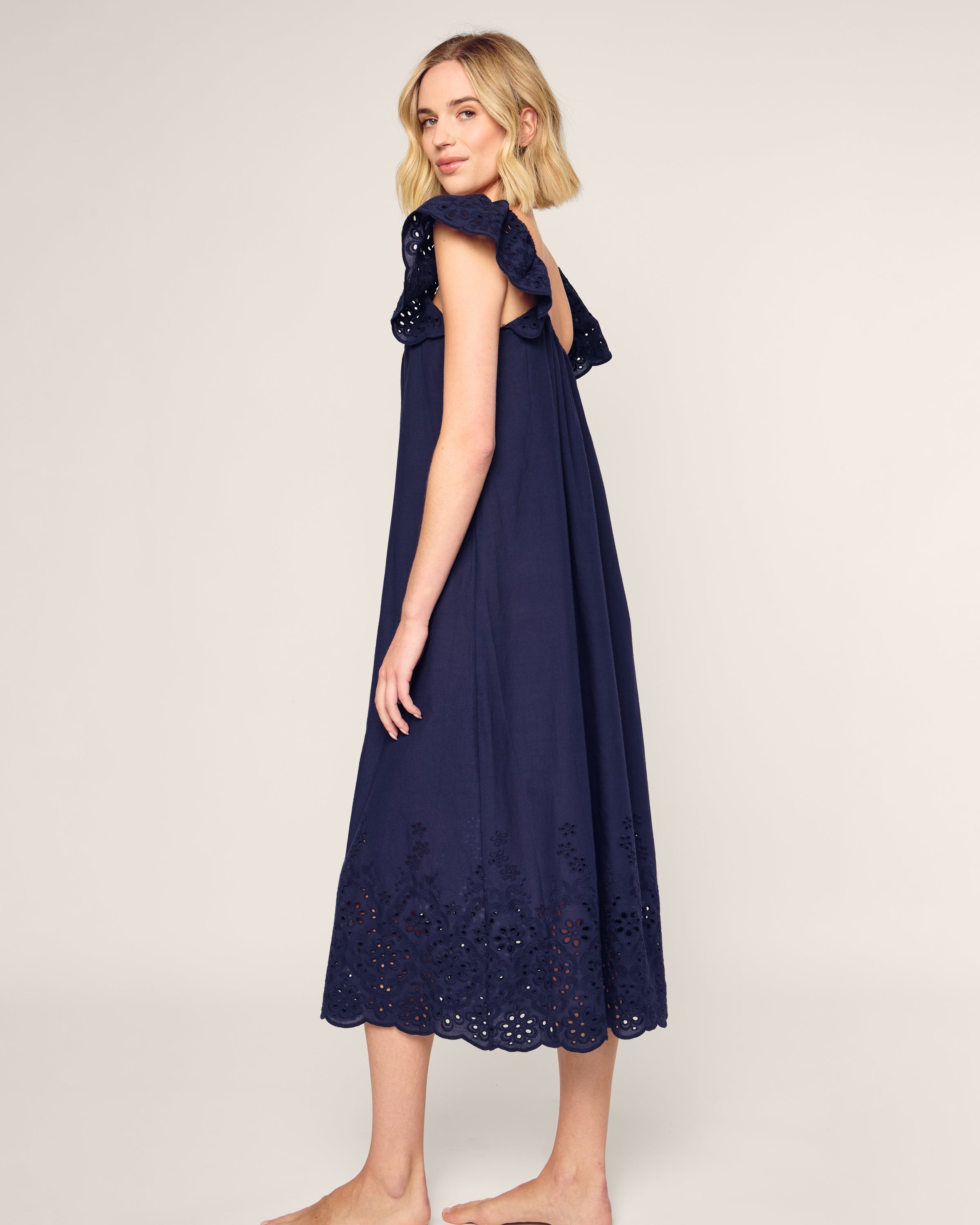 Women's Twill Ava Nightgown in Navy