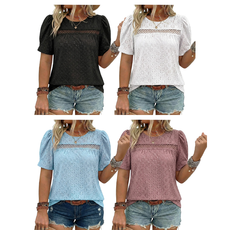 Plus-Size Puff Sleeve Blouse