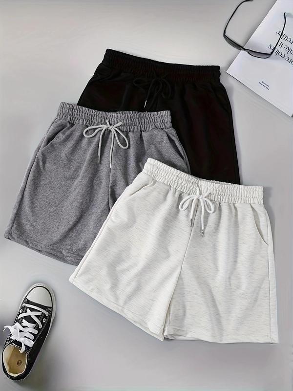 Women’s Plus Size Solid Drawstring Waist Shorts – Lightweight Casual Shorts for Running, Gym, Yoga & Everyday Comfort