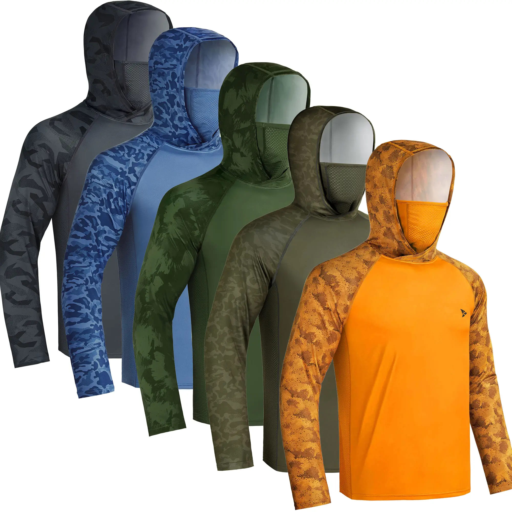Men's Sun Protection Hoodie (with Face Mask/Neck Gaiter) — UPF 50+ UV Protection, Long Sleeve, Lightweight, Quick-Drying, Moisture-Wicking, Breathable & Cooling