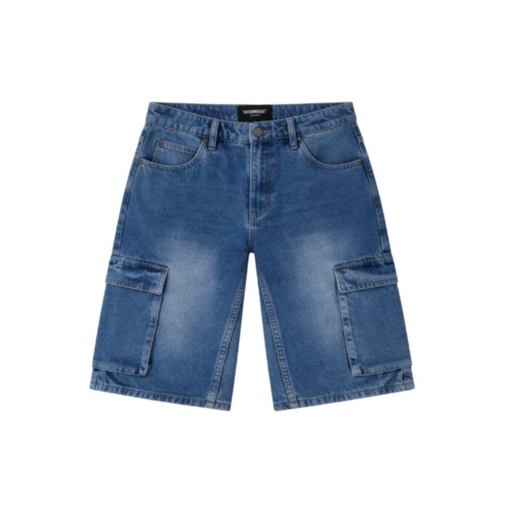 Baggy Fit Cargo Denim Shorts