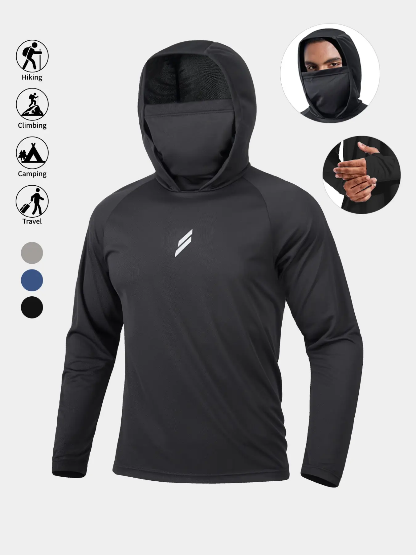 Men's Sun Protection Hoodie Set,FishingHoodiewithMask,Casual Breathable Fishing Jacket