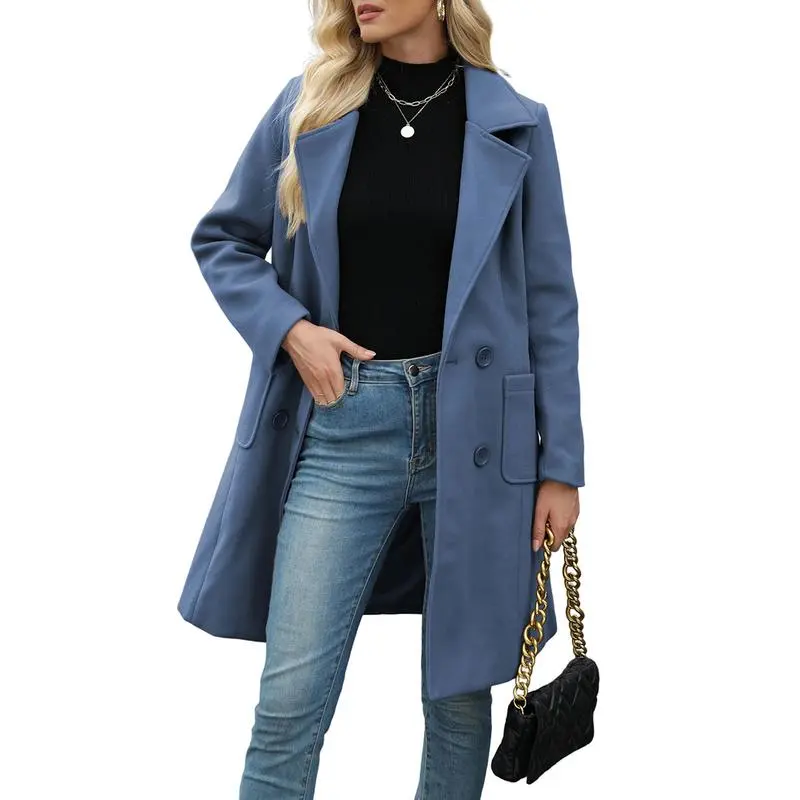 复制Women Wool Blend Camel Mid-Long Coat