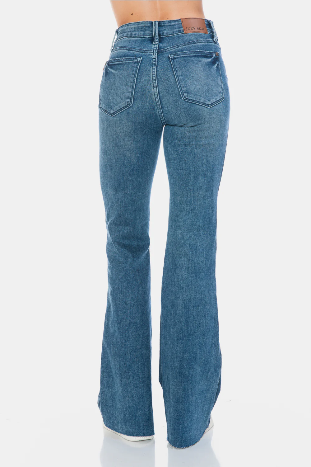 Blue Full Size Tummy Control Cut Hem Flare Jeans