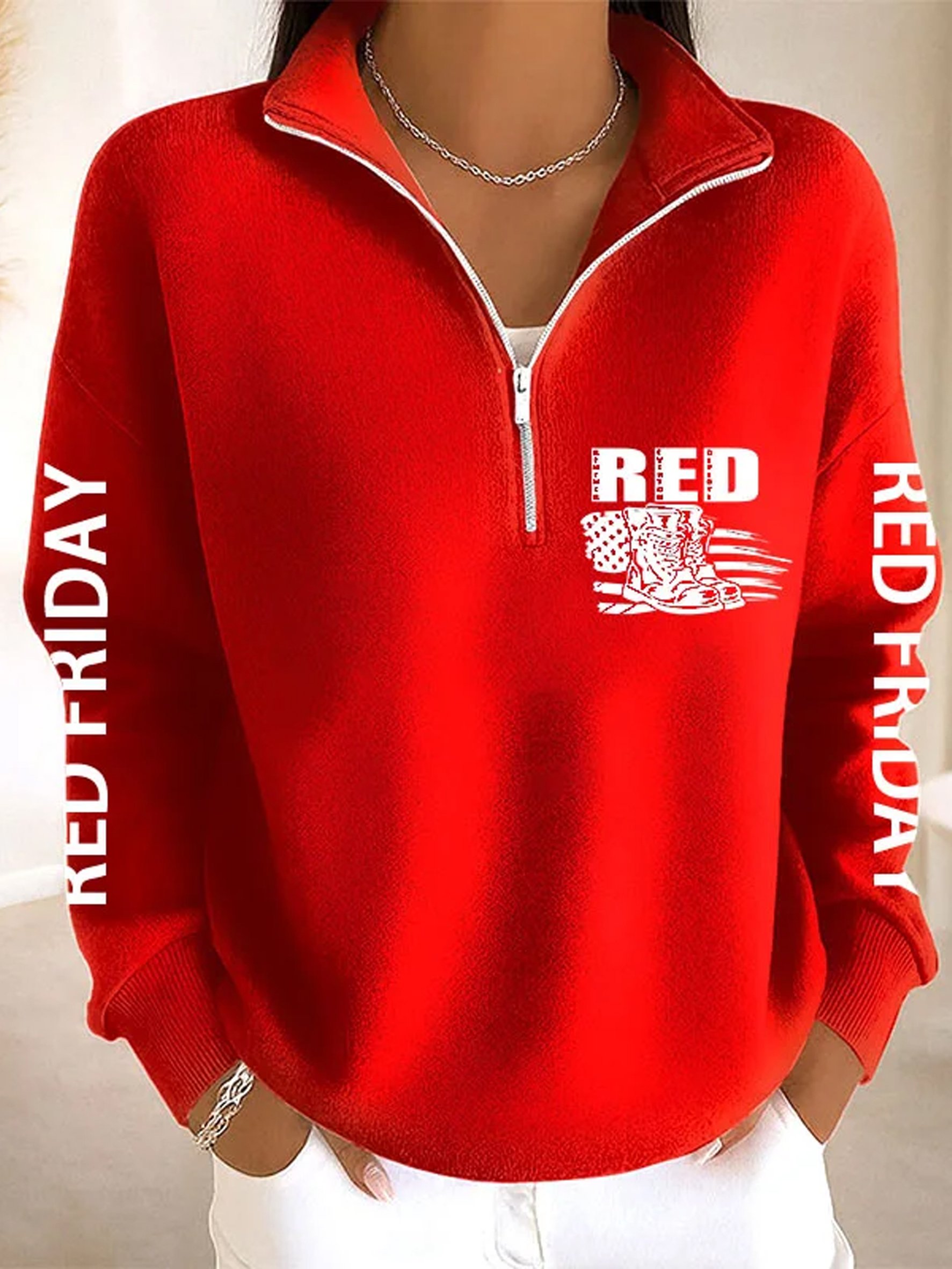 Women's Red Friday Print Sweatshirt