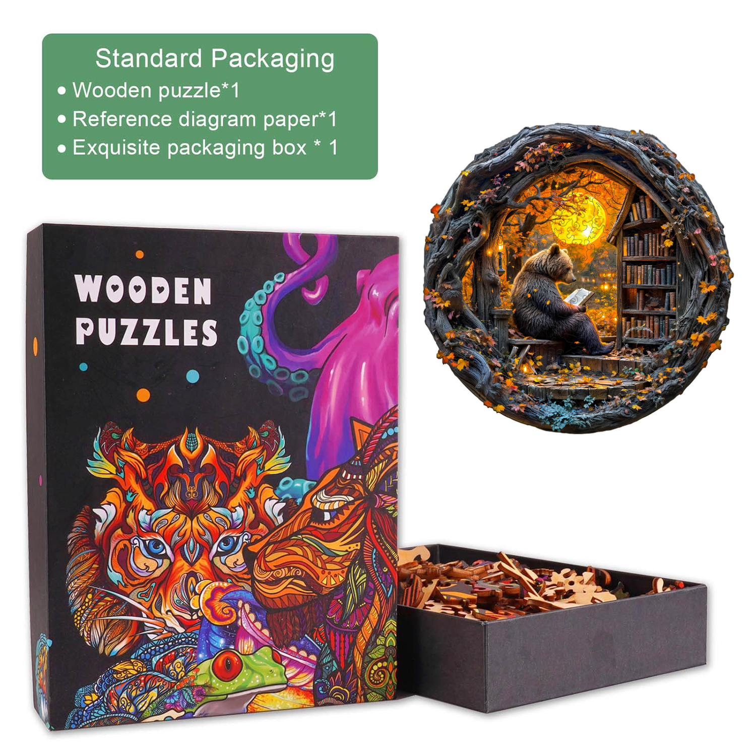 Reading bear Wooden Jigsaw Puzzle