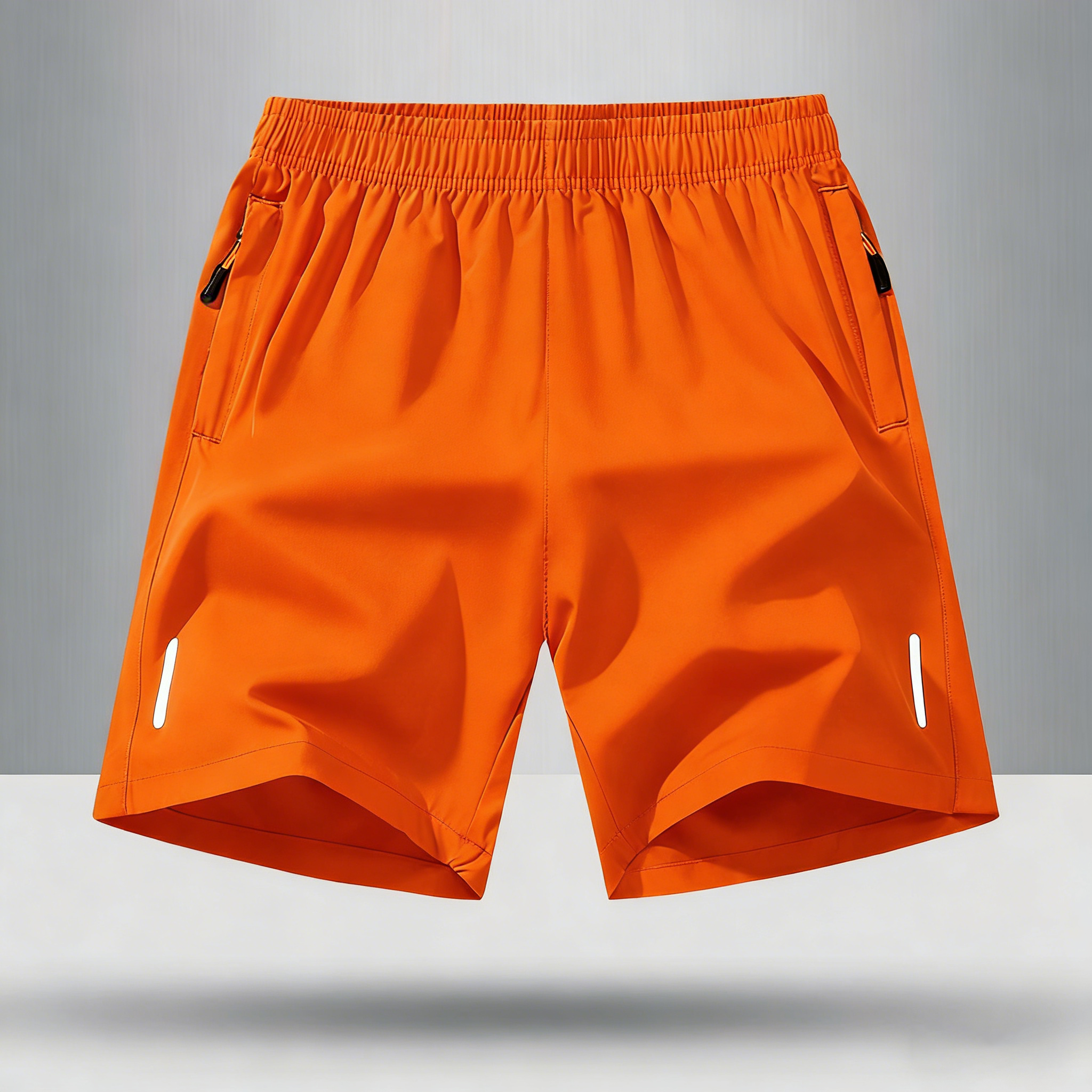 Men's Solid Color Zipper Pocket Shorts