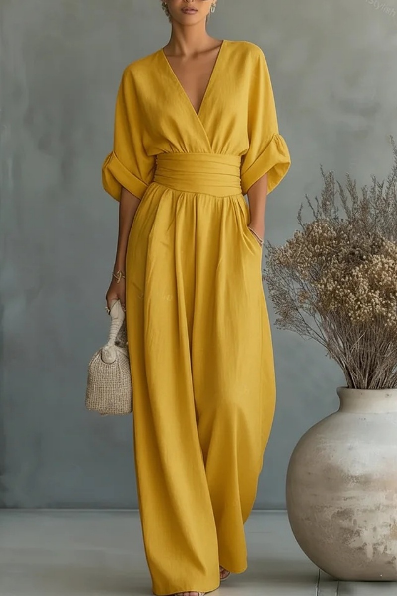 Fashion V-neck Waist Jumpsuit