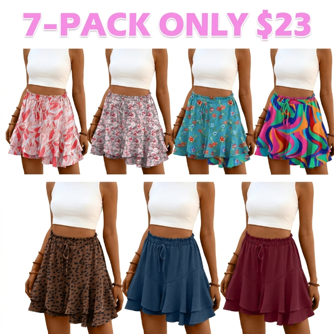 Women's High Waist Butterfly Flowy Skort