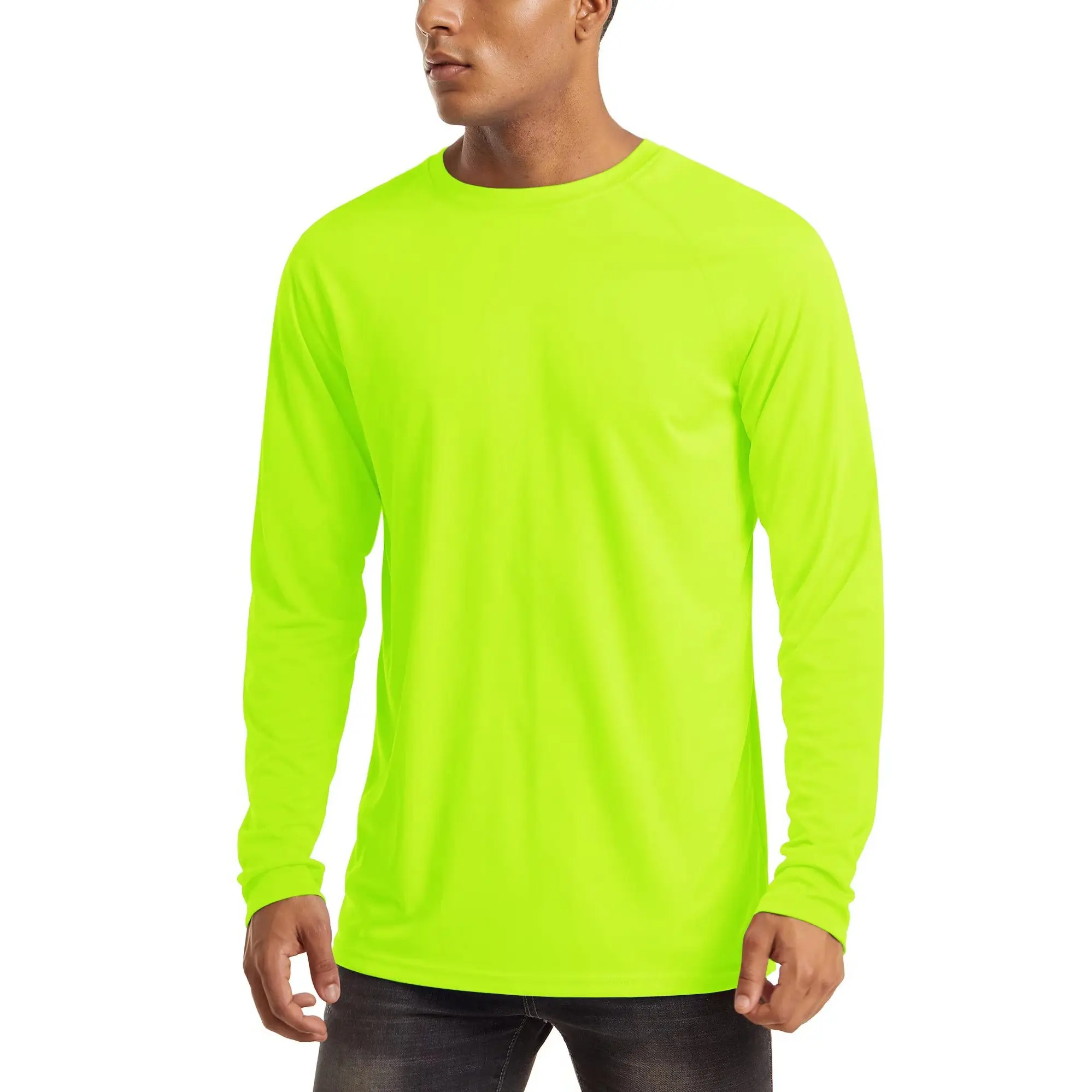 Men's Long-Sleeve Athletic Top — UPF 50+ Sun Protection, Quick-Drying, Lightweight Summer Sports Shirt