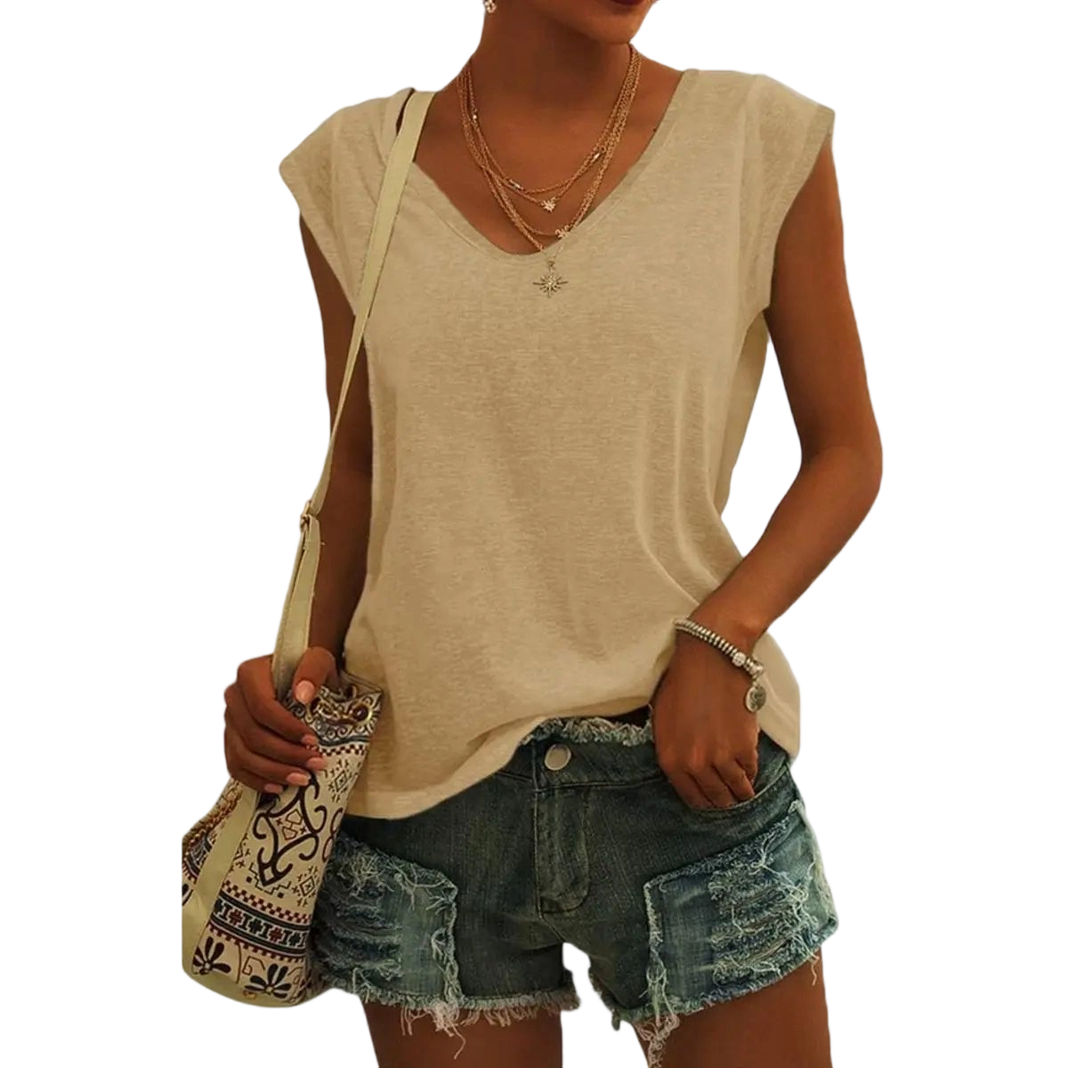Womens Cap Sleeve Tops V Neck Loose Fit Tshirts Spring Summer Casual Basic Tees