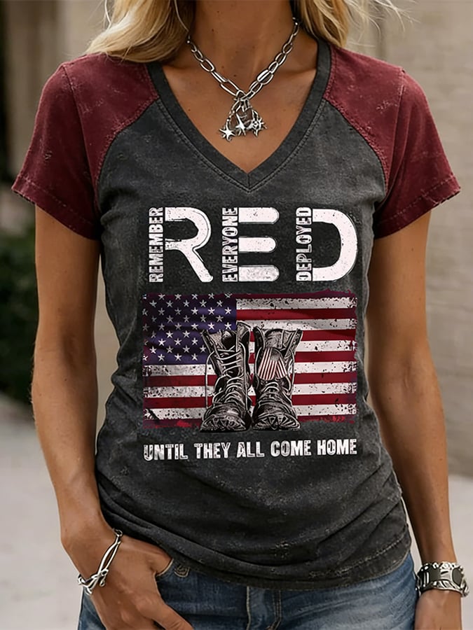 Women's Red Friday Art Print Casual T-shirt