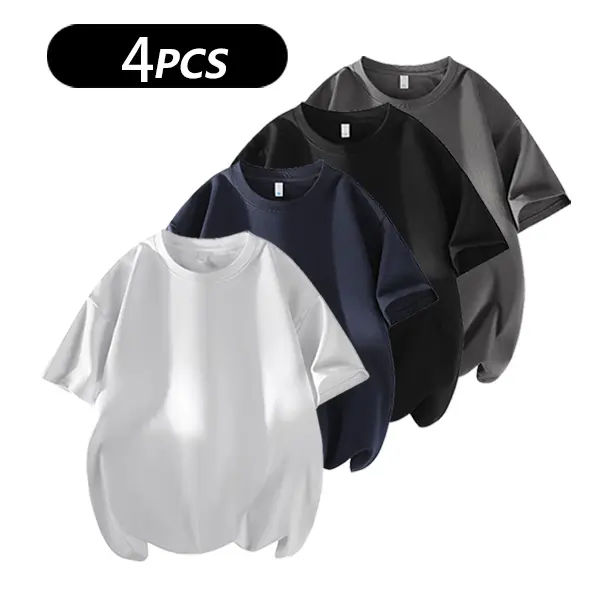 Men's 3PCS 100% cotton Crew Neck T-Shirts Set - Soft Loose Fit Navy Gray Black Tees for Casual Daily Wear