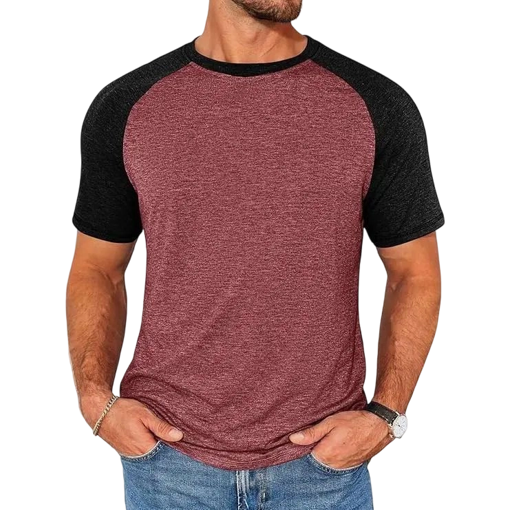 Mens Casual Slim Fit T Shirts Raglan Short Sleeve Crewneck Baseball Tees Color Block Workout Fashion Shirt