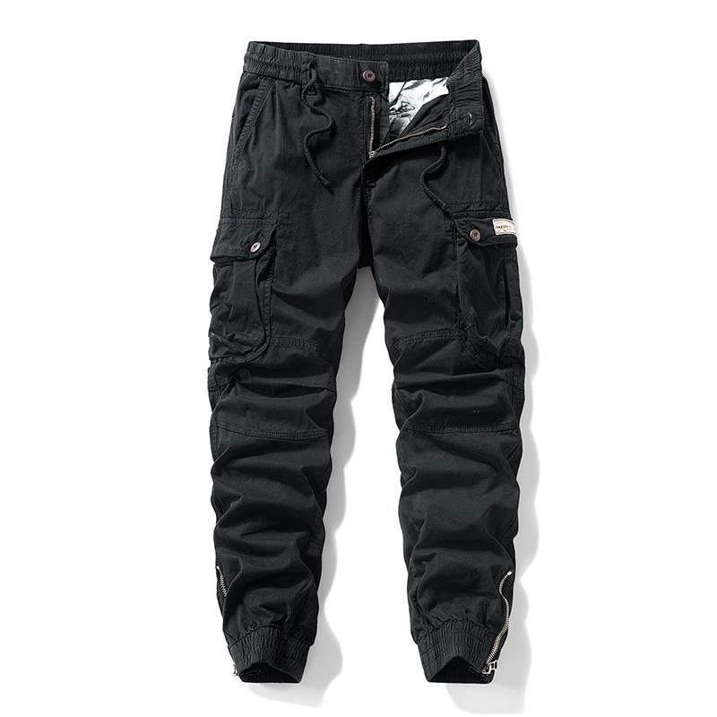 Men's Drawstring Cuff Cargo Pants – Multiple Pockets, Retro Outdoor Casual Style