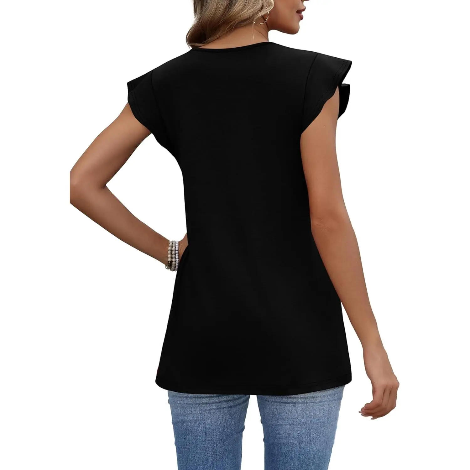Womens Summer Tops 2026 Babydoll Shirts Ruffle Sleeve Spring Outfits Dressy Casual Blouses