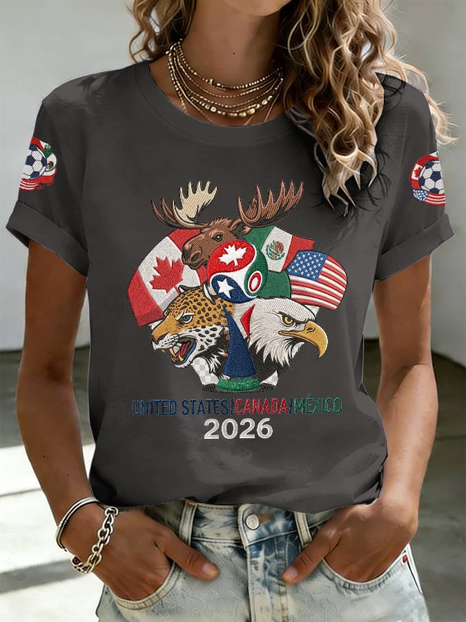 Women's Football Lovers Print V Neck T-shirt