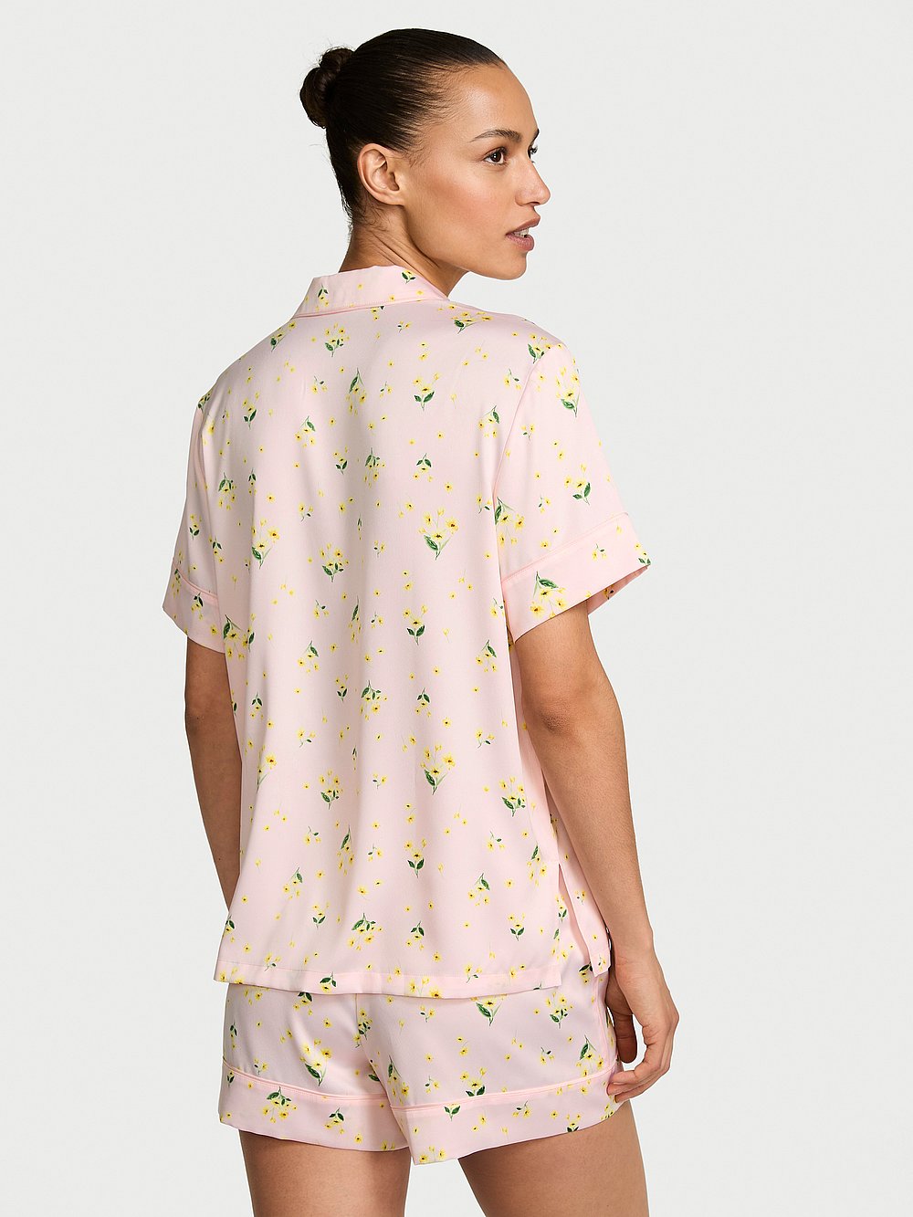 Signature Satin Short Pajama Set  Sheer Blush Floral