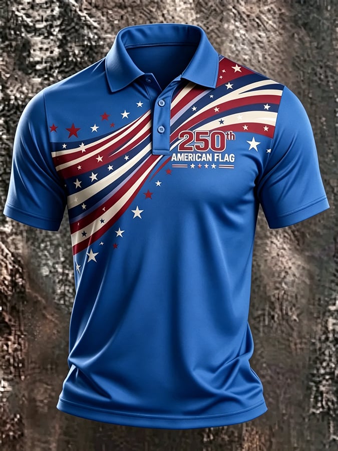 Men's USA 1776-2026 Freedom Printed Polo Shirt